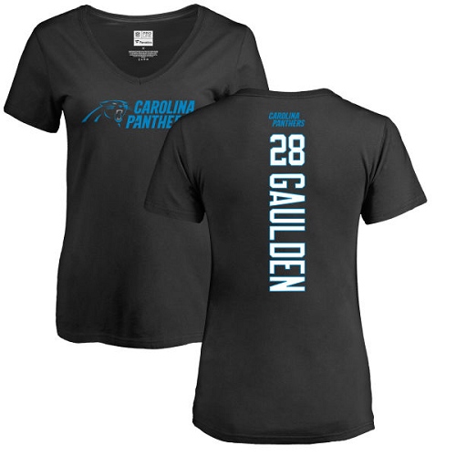 Carolina Panthers Black Women Rashaan Gaulden Backer NFL Football #28 T Shirt